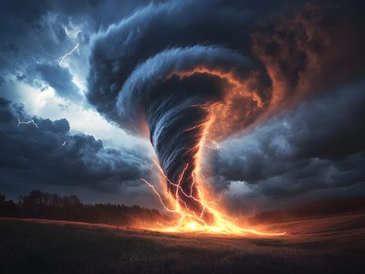 Naturaleza Puzzle: Fuego como un tornado negro